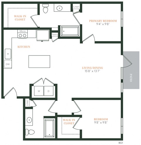 B1 - 2 bed 2 bath